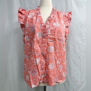 J. Crew Factory Ruffle Cap Sleeve Floral Blouse